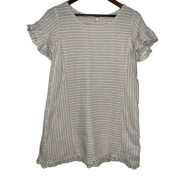 Women's Urge Tan Striped Short Sleeve Dress - Picture 1 of 10